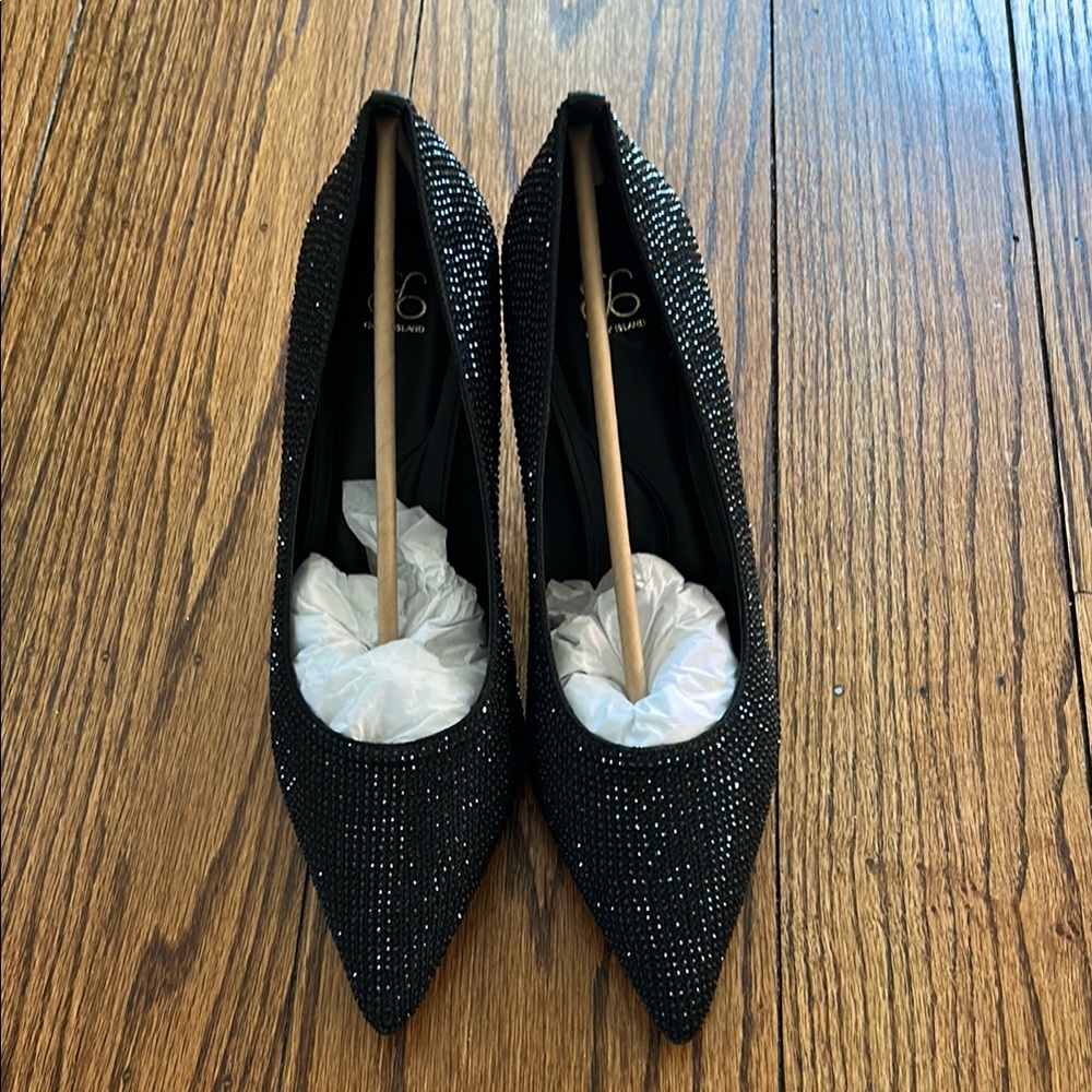 Cozy Island Elegant Black Rhinestone Heels
